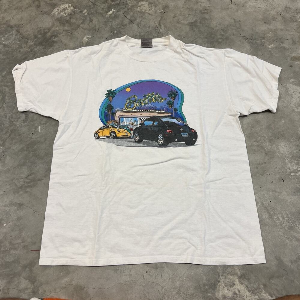 VINTAGE Volkswagen Beetle Bug T Shirt Men XL Drive In Graphic Oneita Power T